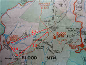 Map of hike from Lake Winfield Scott
