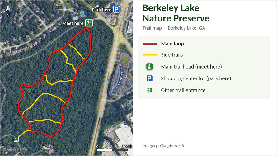 Trail map of the Berkeley Lake Nature Preserve