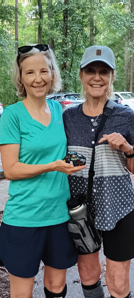 Joyce and Laurie with rock